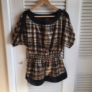 NWT 2B BEBE 3/4 SLEEVE BEAD TRIM DOLMAN TOP BLOUSE SIZE S